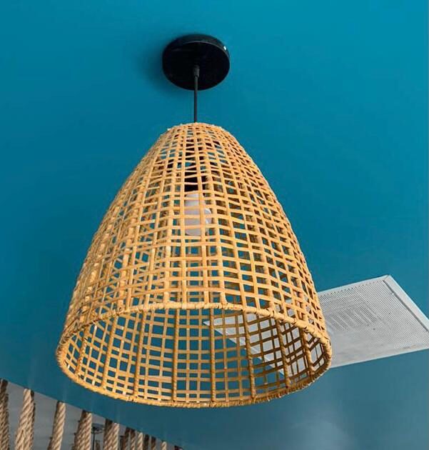 Lámpara colgante Campana en rattan